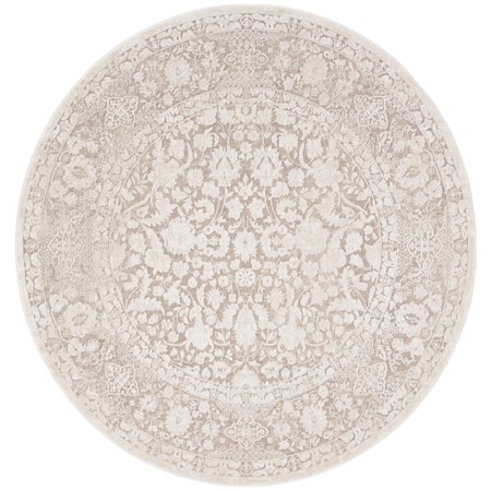 Flowers First 3 x 3 ft. Reflection Traditional Round Power Loomed Rug; Beige & Cream FL1887934